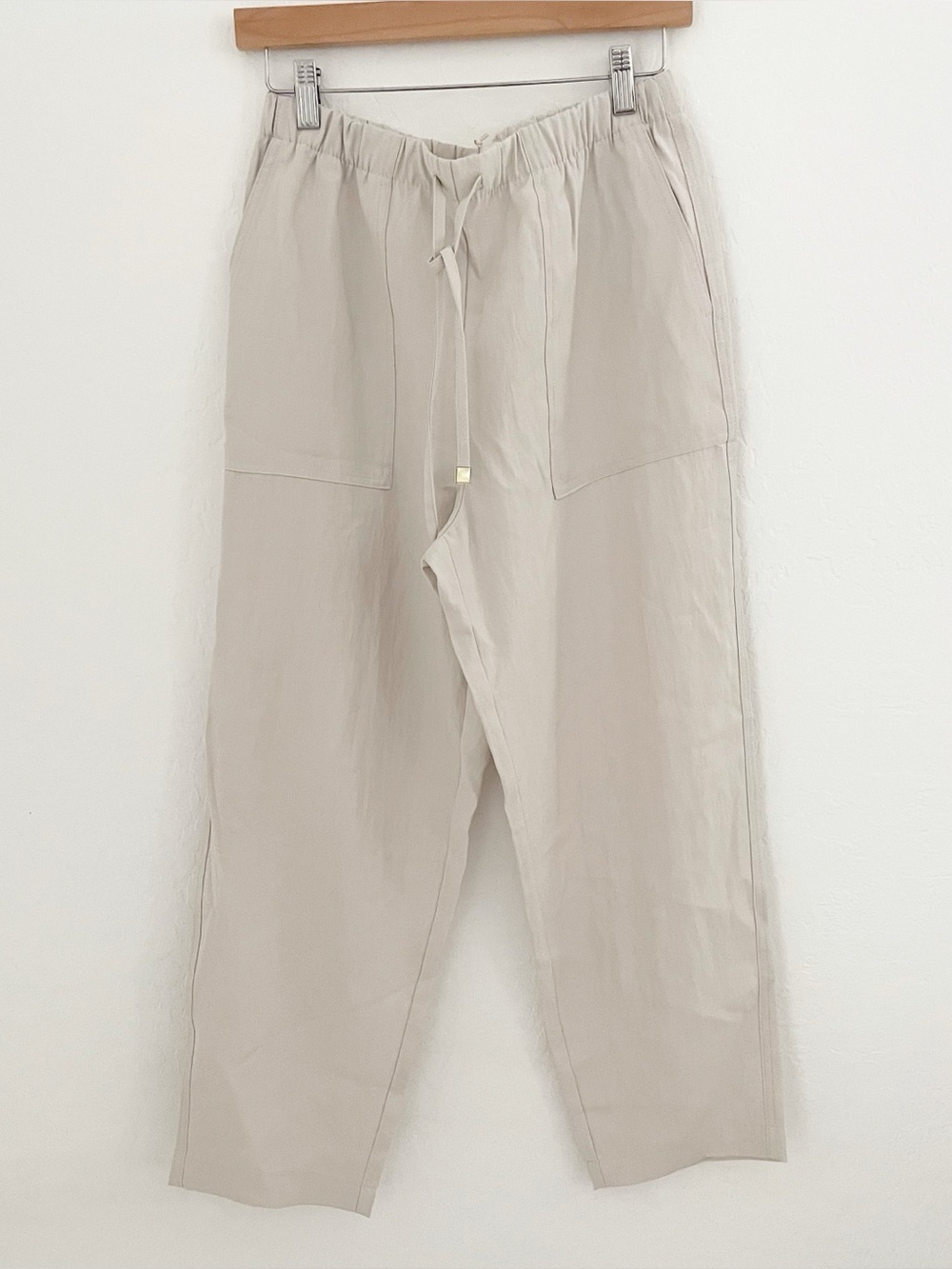 Zara casual pull on drawstring cream pants size small